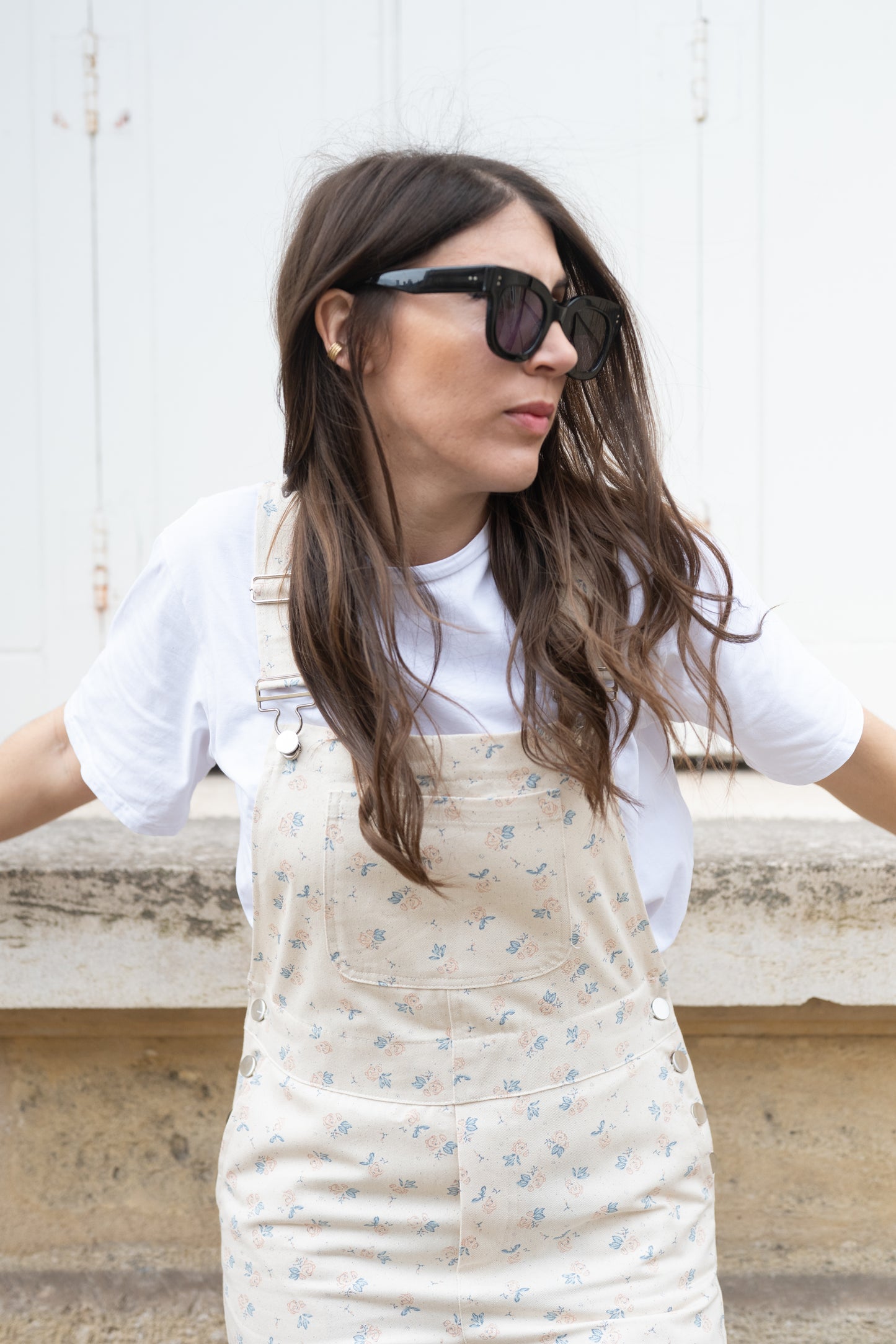 salopette flowers beige