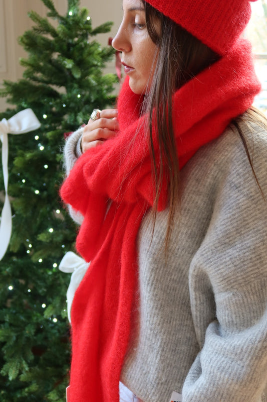écharpe mohair rouge