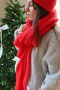 écharpe mohair rouge