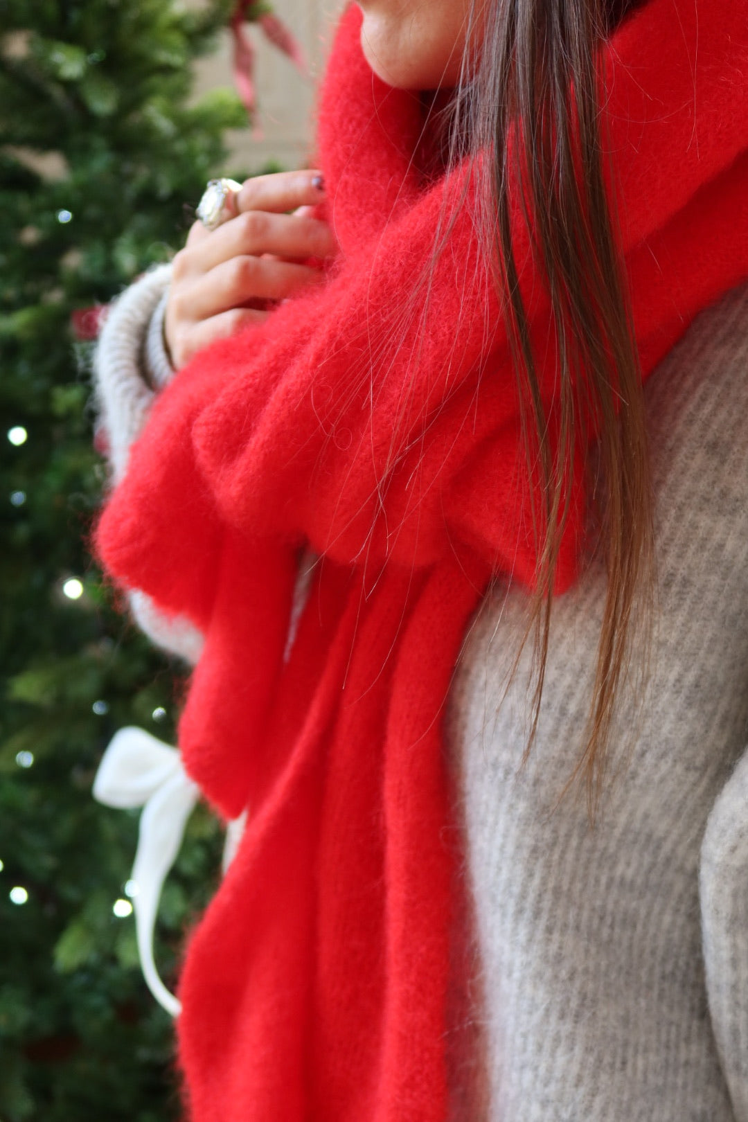 écharpe mohair rouge