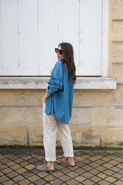 salopette flowers beige