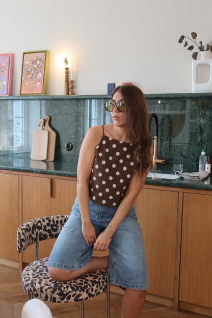Top polka marron