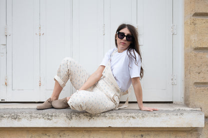 salopette flowers beige