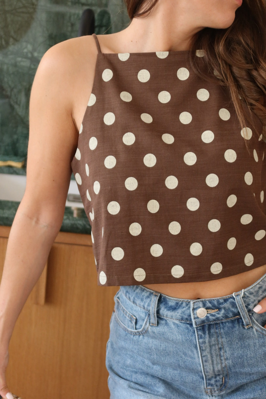 Top polka marron