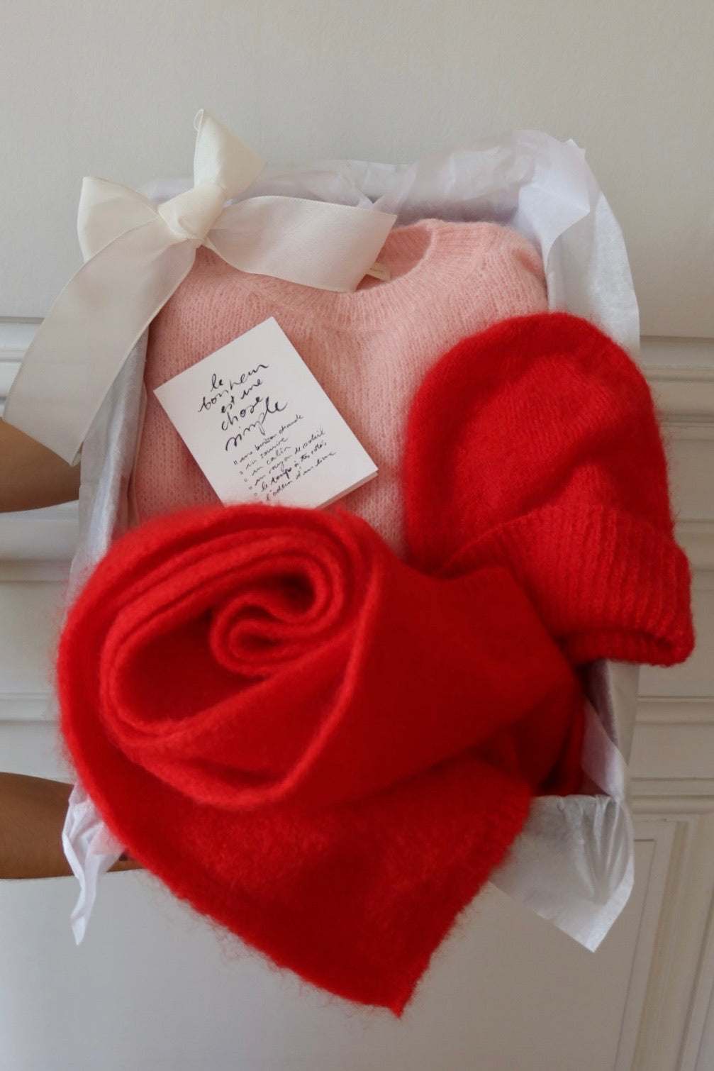 écharpe mohair rouge