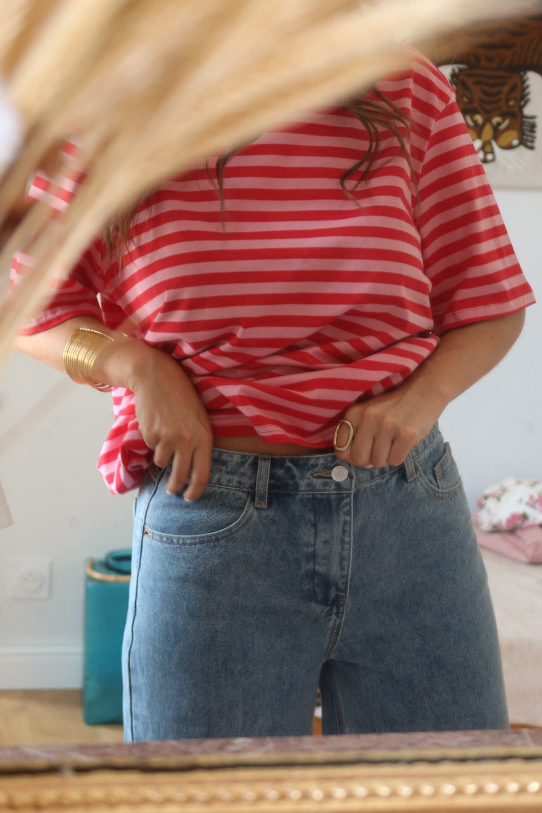 t-shirt Cléa rose et rouge