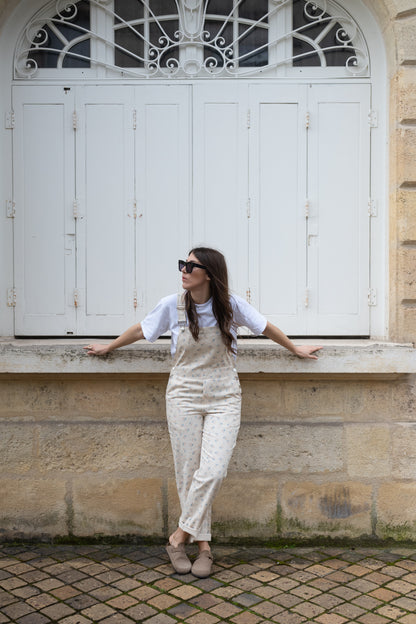 salopette flowers beige