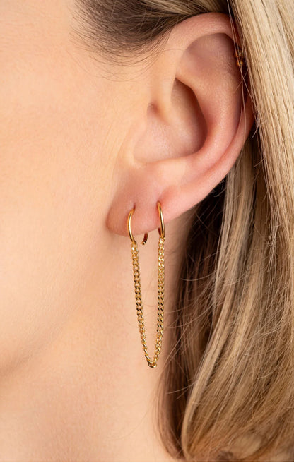 Bague d'oreille dorée avec chaîne Camille